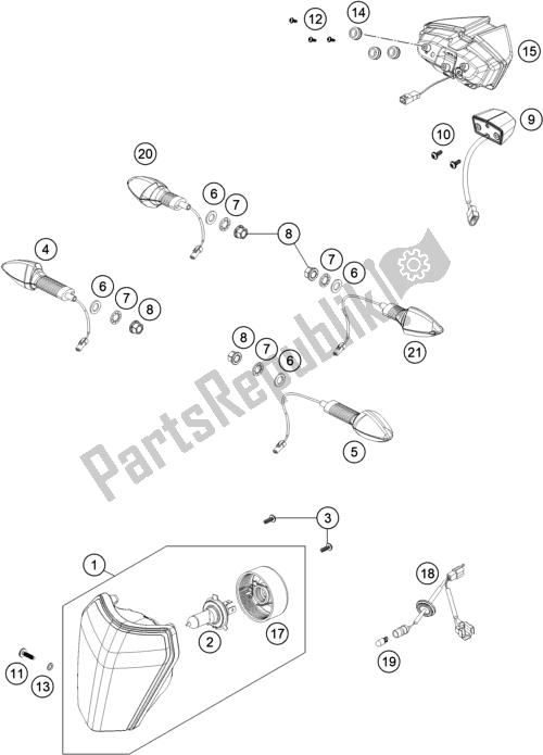Todas as partes de Sistema De Luz do KTM 690 Enduro R US 2020