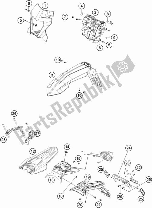 Tutte le parti per il Maschera, Parafanghi del KTM 690 Enduro R US 2020