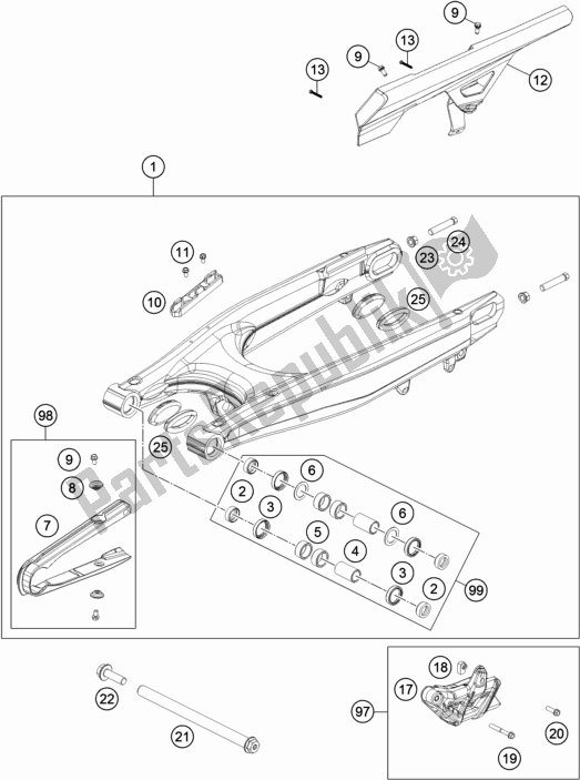 Toutes les pièces pour le Bras Oscillant du KTM 690 Enduro R US 2020