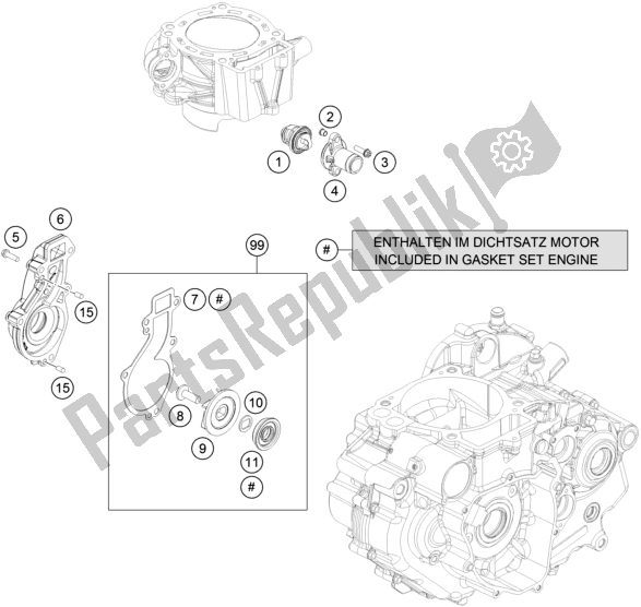 Toutes les pièces pour le Pompe à Eau du KTM 690 Enduro R US 2020