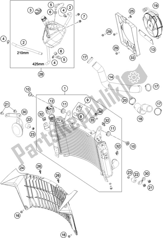 Tutte le parti per il Sistema Di Raffreddamento del KTM 690 Enduro R US 2021