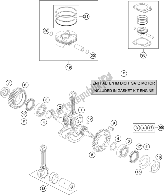 All parts for the Crankshaft, Piston of the KTM 690 Enduro R US 2021