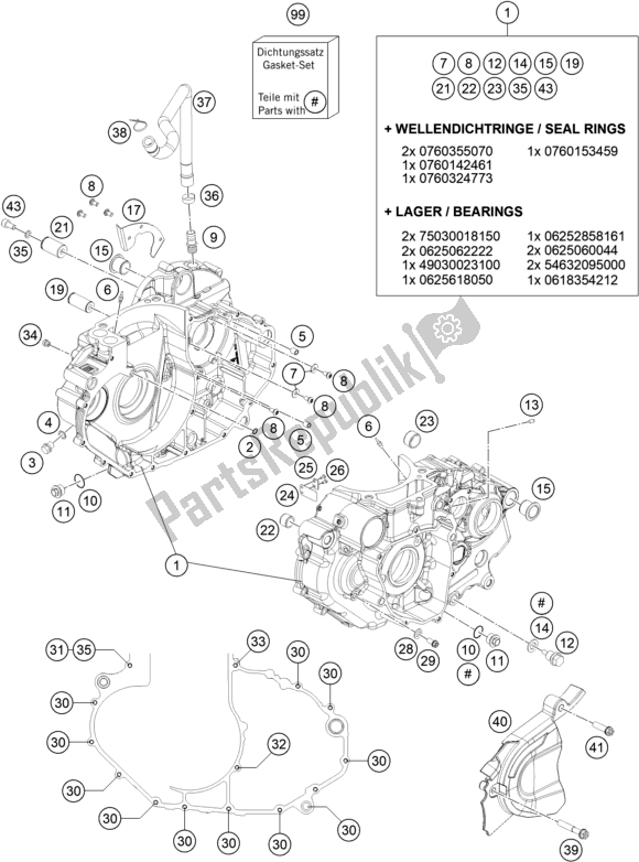 Alle onderdelen voor de Motorhuis van de KTM 690 Enduro R US 2021