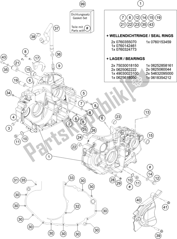 Tutte le parti per il Cassa Del Motore del KTM 690 Enduro R US 2021