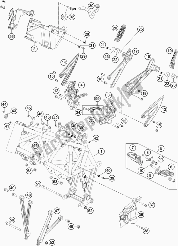 Tutte le parti per il Telaio del KTM 690 Enduro R US 2021