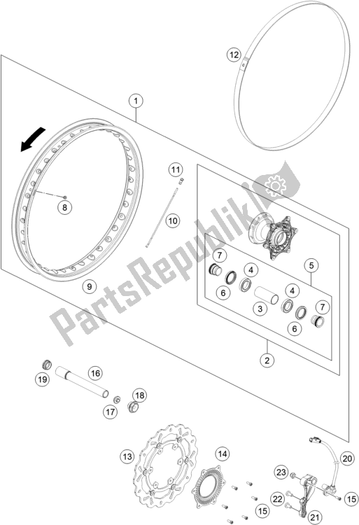 Tutte le parti per il Ruota Anteriore del KTM 690 Enduro R US 2021