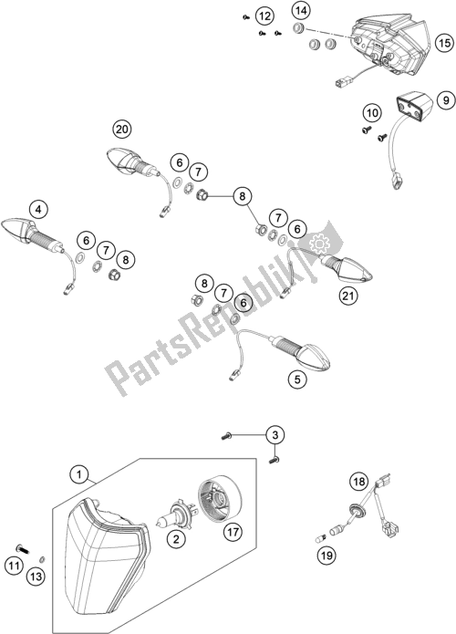 Tutte le parti per il Sistema Di Illuminazione del KTM 690 Enduro R US 2021