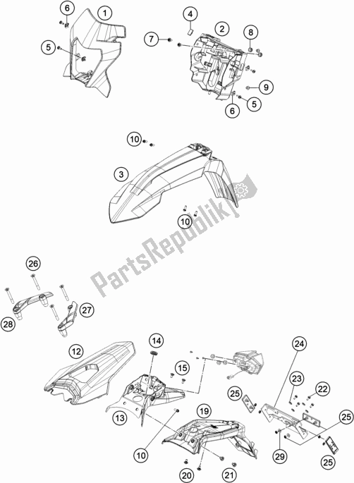 Tutte le parti per il Maschera, Parafanghi del KTM 690 Enduro R US 2021