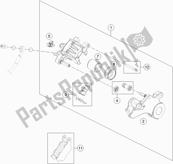 All parts for the Rear Brake Caliper of the KTM 690 Enduro R US 2021