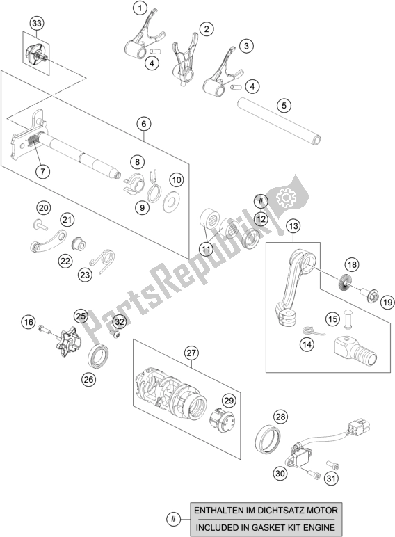 All parts for the Shifting Mechanism of the KTM 690 Enduro R US 2021