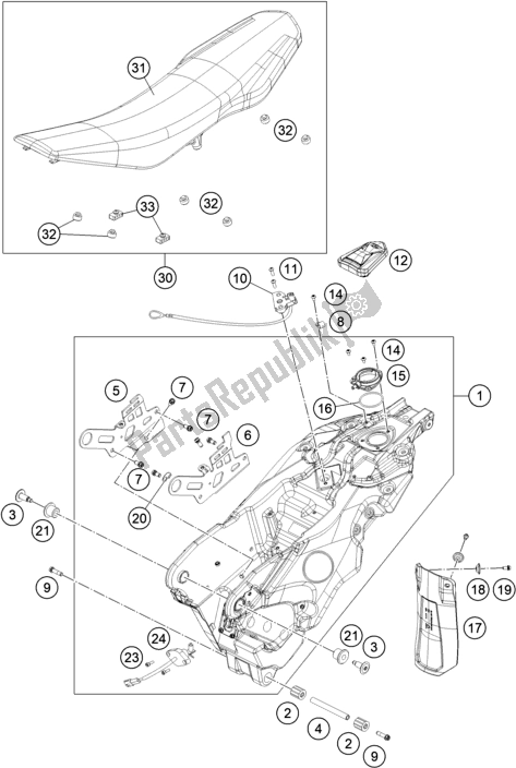 Tutte le parti per il Serbatoio, Sedile del KTM 690 Enduro R US 2021