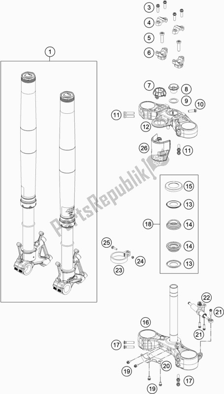 Toutes les pièces pour le Fourche Avant, Triple Serrage du KTM 790 Adventure,orange-CKD 2021