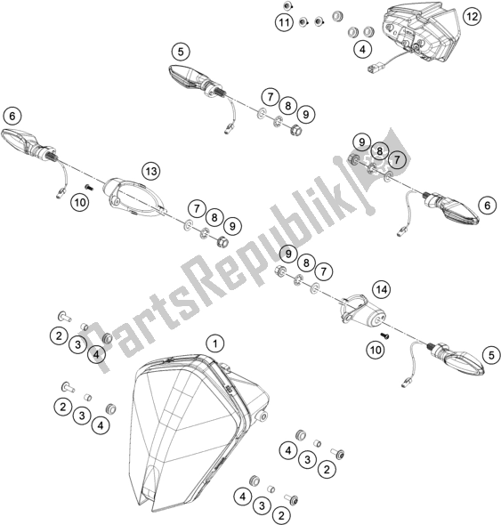 Todas las partes para Sistema De Iluminación de KTM 790 Adventure,orange-CKD 2021