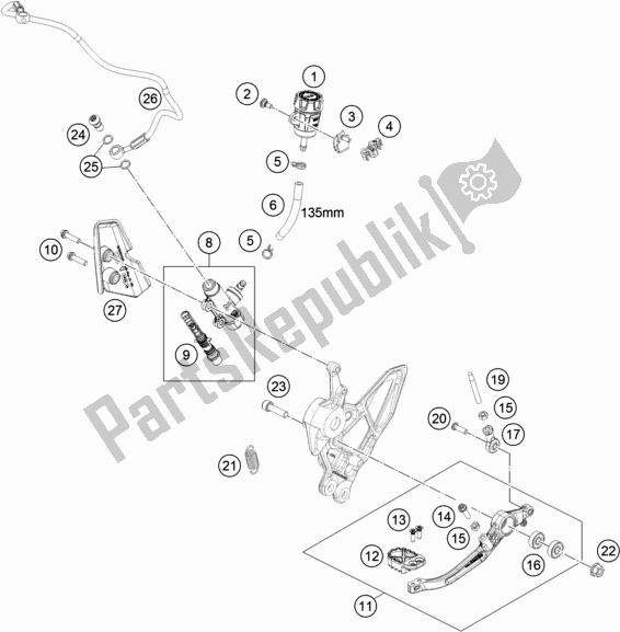 Todas las partes para Control De Freno Trasero de KTM 790 Adventure,orange-CKD 2021