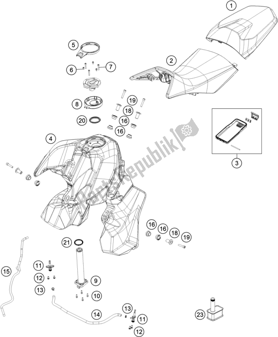 Toutes les pièces pour le Réservoir, Siège du KTM 790 Adventure,orange-CKD 2021