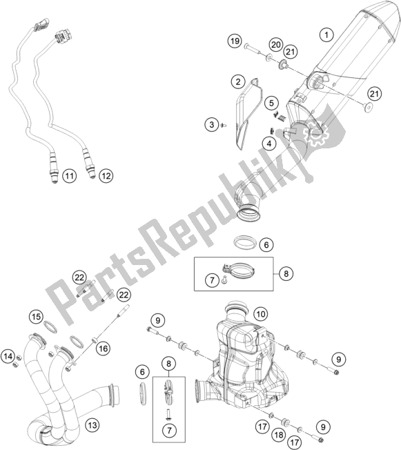 Alle onderdelen voor de Uitlaatsysteem van de KTM 790 Adventure,orange-IKD 2021