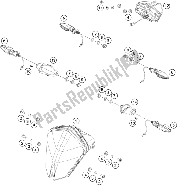 Todas las partes para Sistema De Iluminación de KTM 790 Adventure,orange-IKD 2021