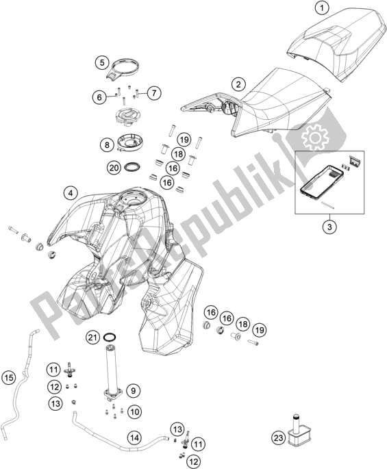 Toutes les pièces pour le Réservoir, Siège du KTM 790 Adventure,orange-IKD 2021