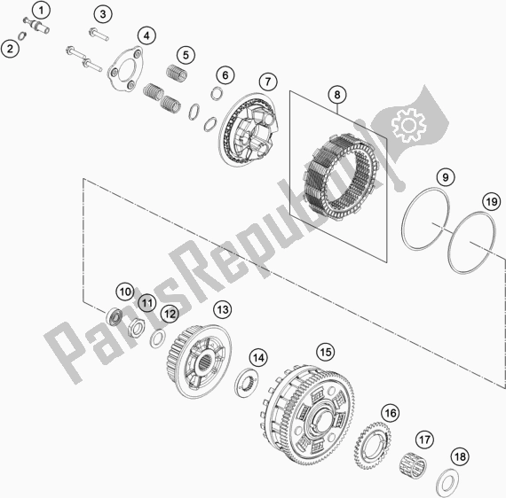 All parts for the Clutch of the KTM 790 Adventure,orange 2020