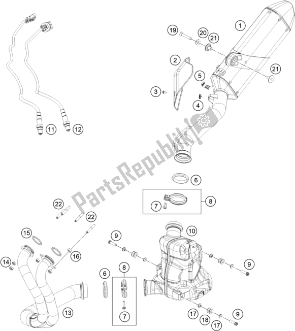 Tutte le parti per il Impianto Di Scarico del KTM 790 Adventure,orange 2020