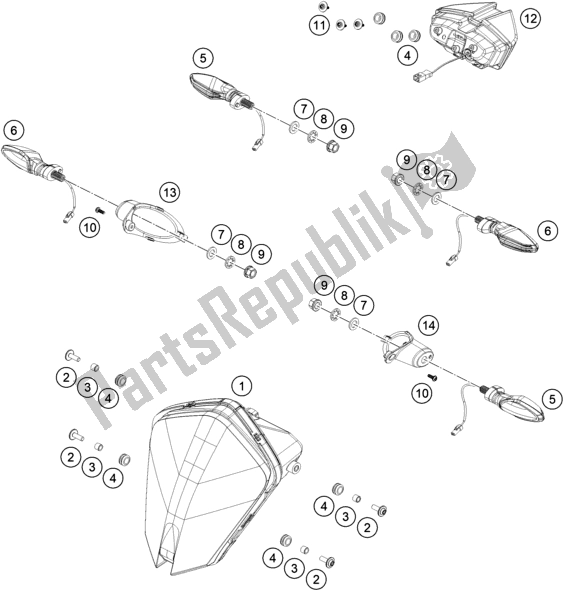 Todas as partes de Sistema De Luz do KTM 790 Adventure,orange 2020