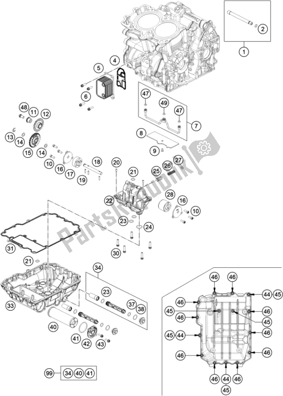 All parts for the Lubricating System of the KTM 790 Adventure,orange 2020