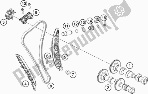 All parts for the Timing Drive of the KTM 790 Adventure,orange 2020