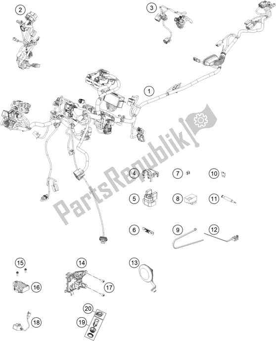 All parts for the Wiring Harness of the KTM 790 Adventure,orange 2020