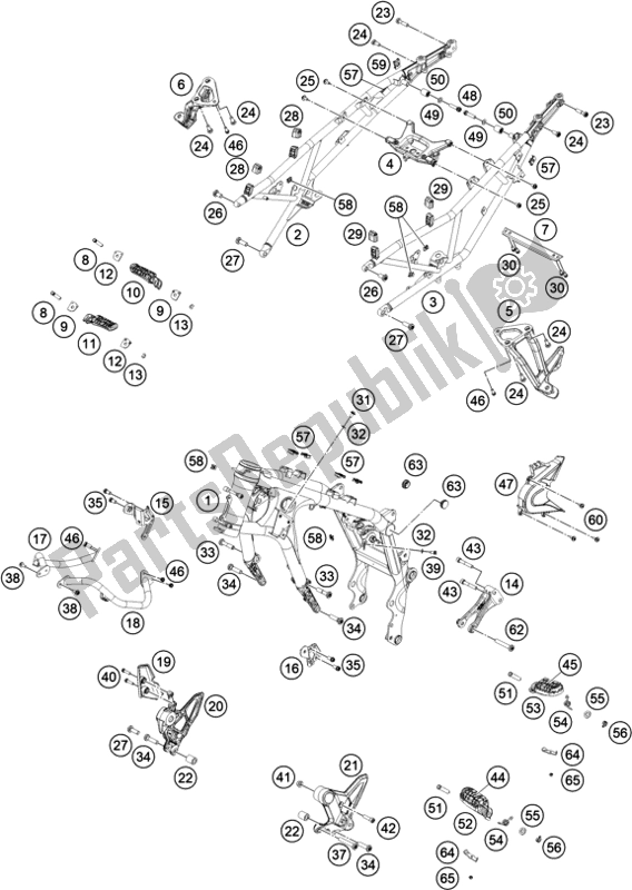 All parts for the Frame of the KTM 790 Adventure,orange 2021