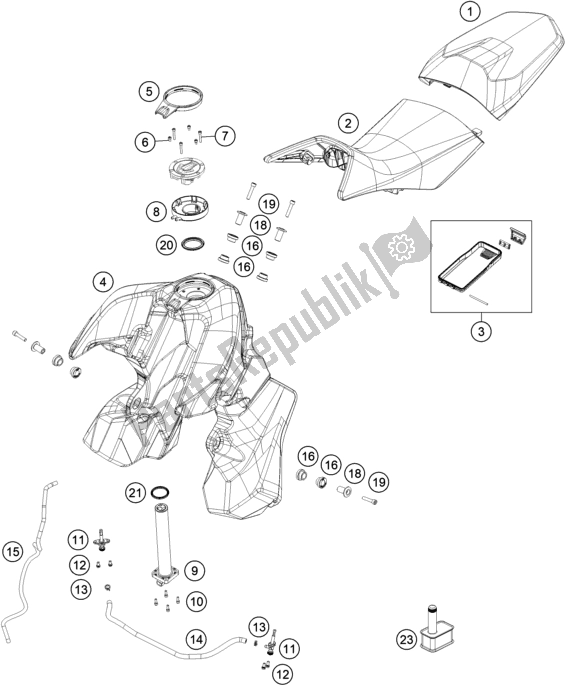 All parts for the Tank, Seat of the KTM 790 Adventure,orange 2021