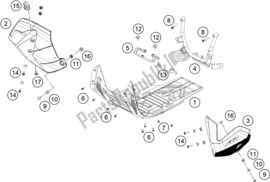 All parts for the Engine Guard of the KTM 790 Adventure,orange-ckd W/O Engine 2021