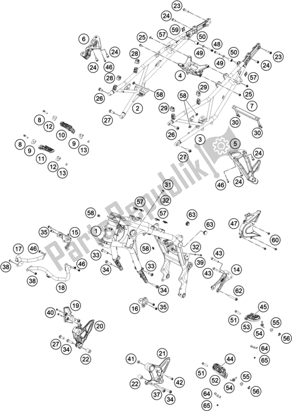 All parts for the Frame of the KTM 790 Adventure,orange-ckd W/O Engine 2021