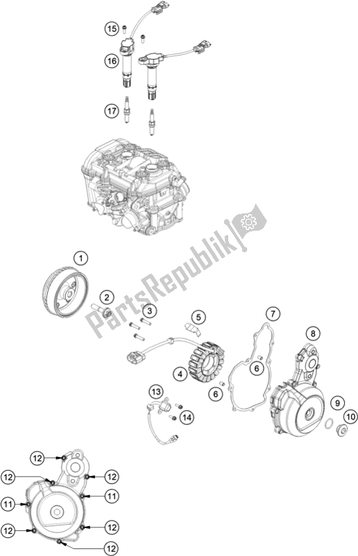 Todas as partes de Sistema De Ignição do KTM 790 Adventure,orange-ckd W/O Engine 2021