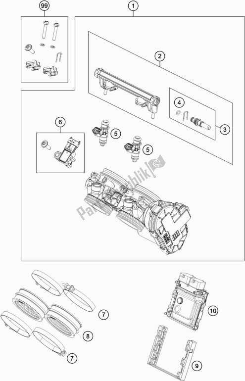 Todas as partes de Corpo Do Acelerador do KTM 790 Adventure,orange-ckd W/O Engine 2021