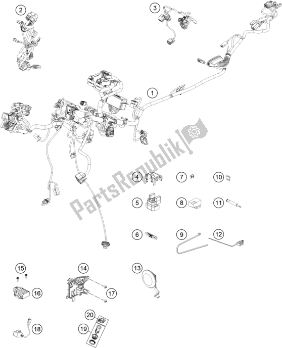 All parts for the Wiring Harness of the KTM 790 Adventure,orange-ckd W/O Engine 2021