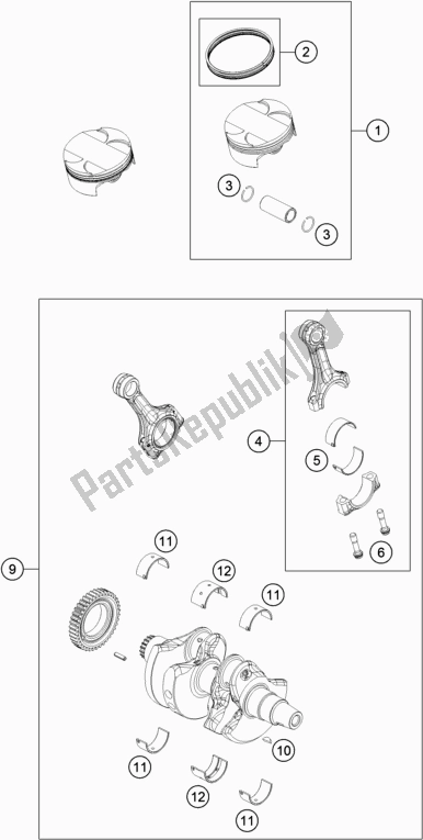 Toutes les pièces pour le Vilebrequin, Piston du KTM 790 Adventure,orange EU 2019