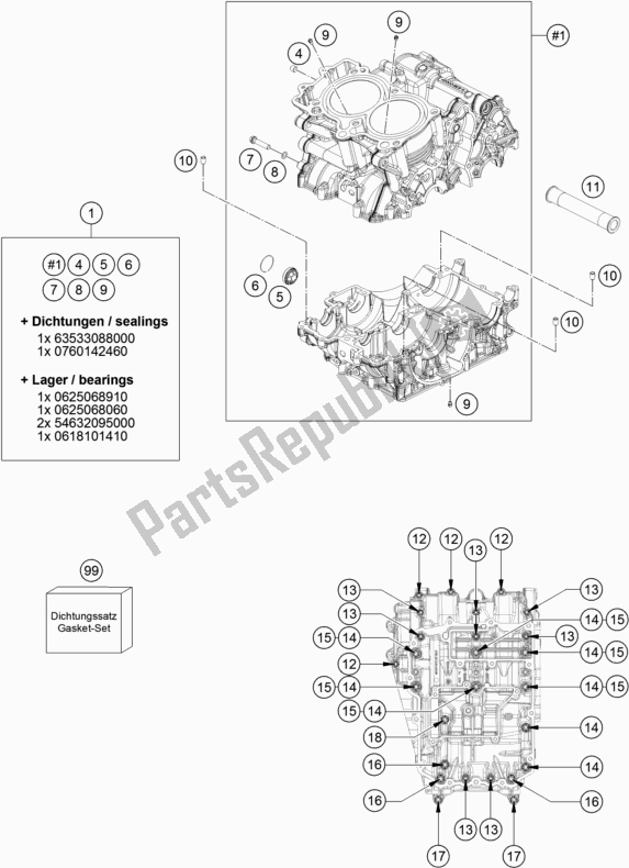 Toutes les pièces pour le Carter Moteur du KTM 790 Adventure,orange EU 2019