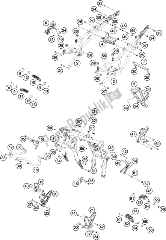 All parts for the Frame of the KTM 790 Adventure,orange EU 2019