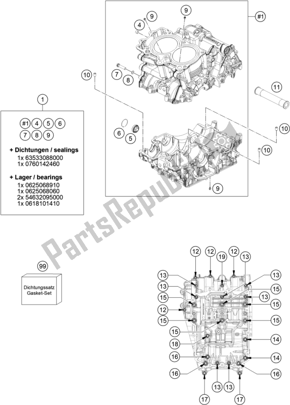 Todas las partes para Caja Del Motor de KTM 790 Adventure,orange EU 2020