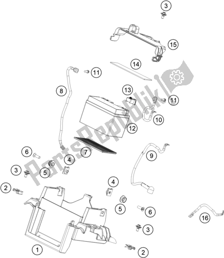 All parts for the Battery of the KTM 790 Adventure,orange US 2019