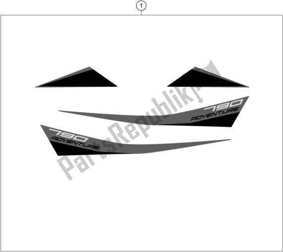 Todas as partes de Decalque do KTM 790 Adventure,orange US 2019