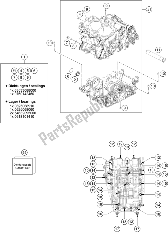 Tutte le parti per il Cassa Del Motore del KTM 790 Adventure,orange US 2019