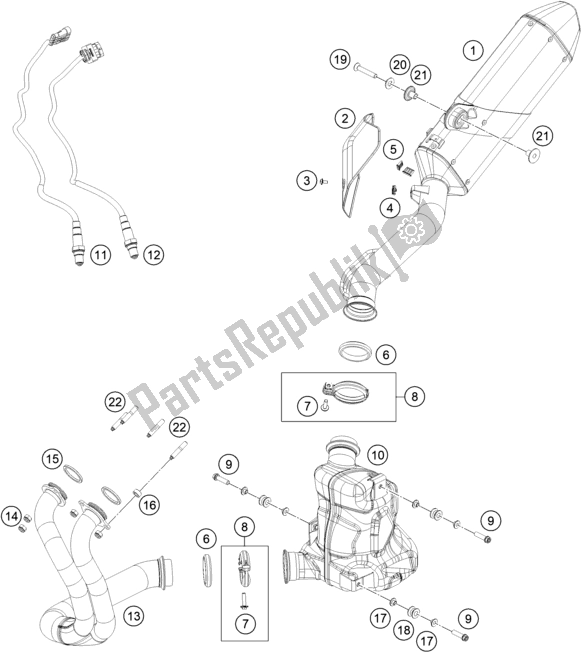 Tutte le parti per il Impianto Di Scarico del KTM 790 Adventure,orange US 2019