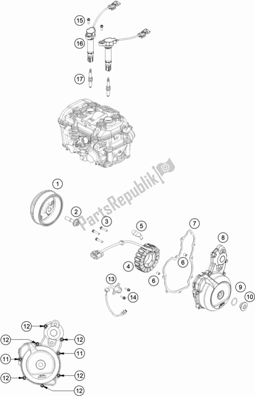 All parts for the Ignition System of the KTM 790 Adventure,orange US 2019