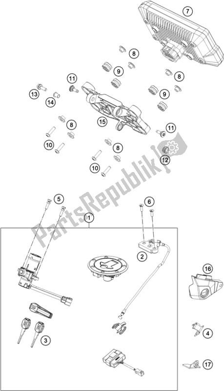 Todas las partes para Instrumentos / Sistema De Bloqueo de KTM 790 Adventure,orange US 2019