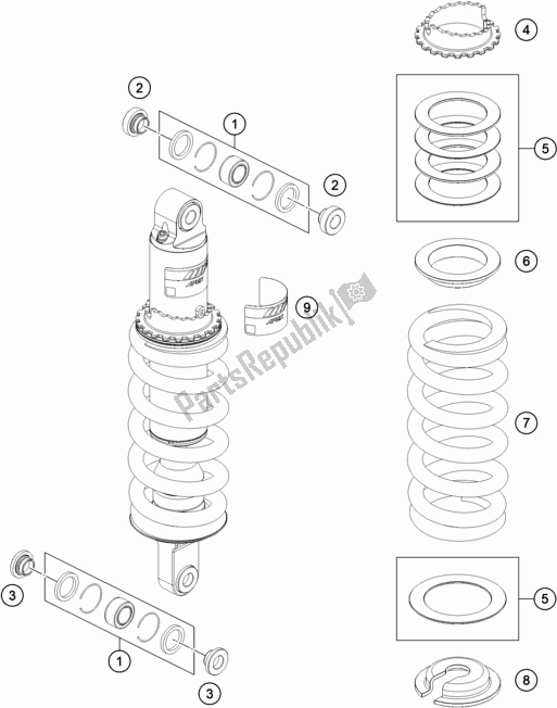 Tutte le parti per il Ammortizzatore Smontato del KTM 790 Adventure,orange US 2019