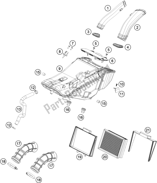 All parts for the Air Filter of the KTM 790 Adventure,orange US 2020