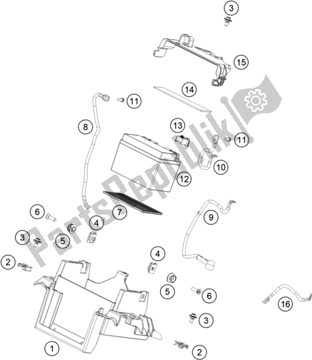 All parts for the Battery of the KTM 790 Adventure,orange US 2020