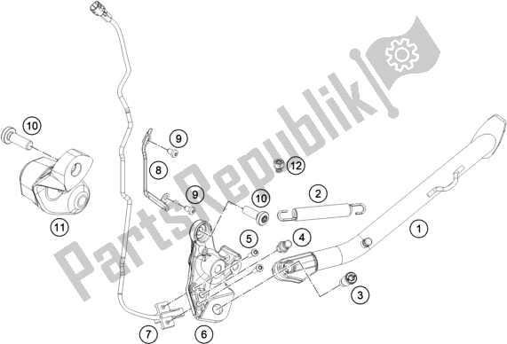 All parts for the Side / Center Stand of the KTM 790 Adventure,orange US 2020