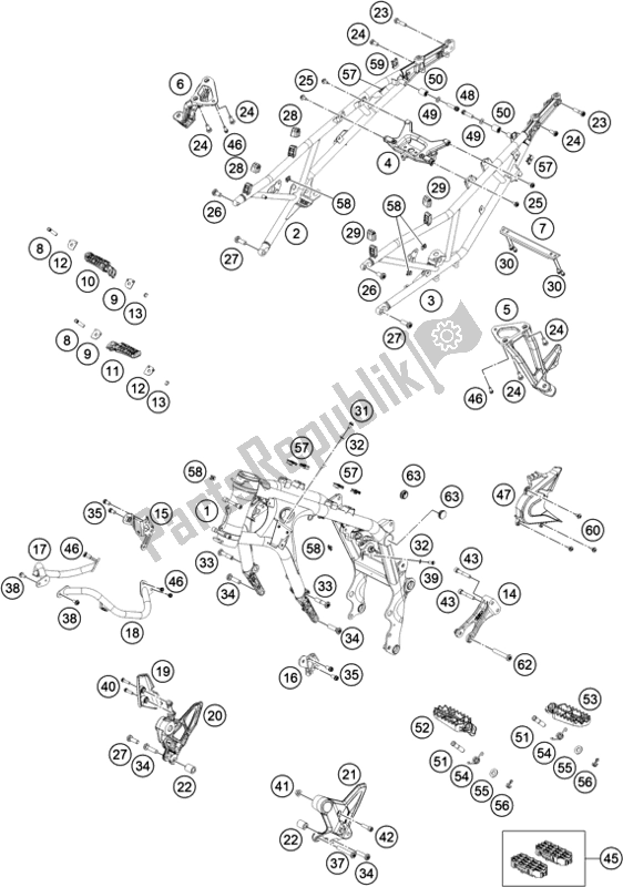 All parts for the Frame of the KTM 790 Adventure R-CKD 2021